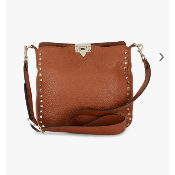 Valentino Studded Brown Leather Hobo Crossbody